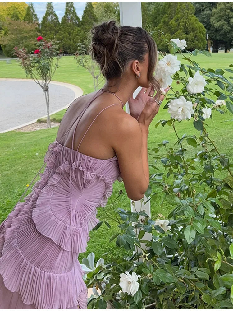 Chiffon Halter Maxi Dress